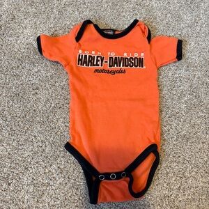 Harley-Davidson Baby Onesie Orange Size 3-6 months Motorcycle Born to Ride